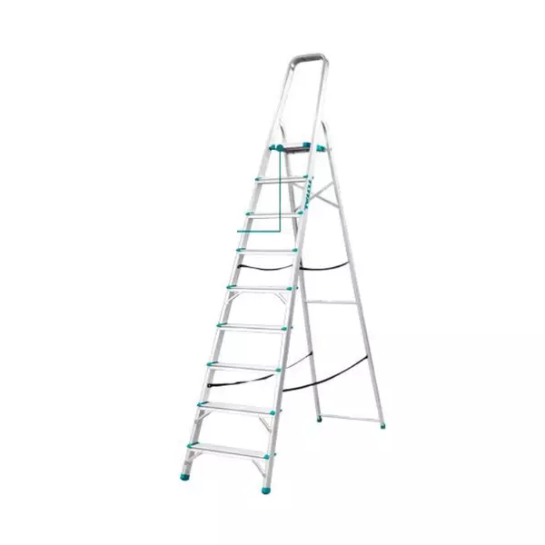Total Household Ladder With 9 Steps, Aluminium Body Thlad06091 1 Total Household Ladder With 9 Steps, Aluminium Body Thlad06091