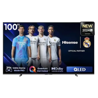 Hisense QLED TV - 100-Inch, 144Hz VRR, Full Local Dimming, Quantum Dot Color, Dolby Vision Atmos, Built-in Subwoofer, Voice Control, 100E7N PRO.