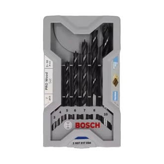 Bosch Brad Point Wood Drill Bit Set (for Soft- and Hardwood, Ø 3-10 mm, Accessories Drill Driver and Drill Stand (Pack of 10Sets) 2607017034
