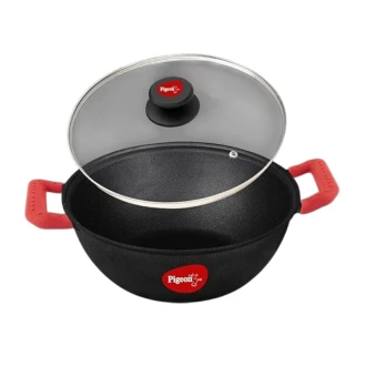 Pigeon Imperi Luxe Cast Iron Kadai 26cm – Natural Non-Stick, Toxin-Free & Durable Cookware Sap 16301