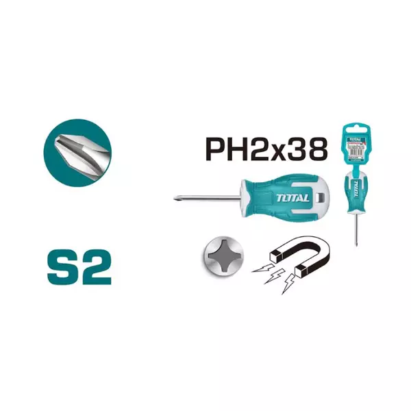Total Phillips Screw Driver Ph2 X 38Mm Tht26Ph2038 1 Total Phillips Screw Driver Ph2 X 38Mm Tht26Ph2038