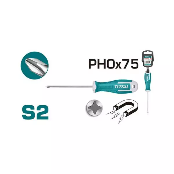 Total Phillips Screw Driver Ph0 X 75Mm Tht26Ph0075 1 Total Phillips Screw Driver Ph0 X 75Mm Tht26Ph0075