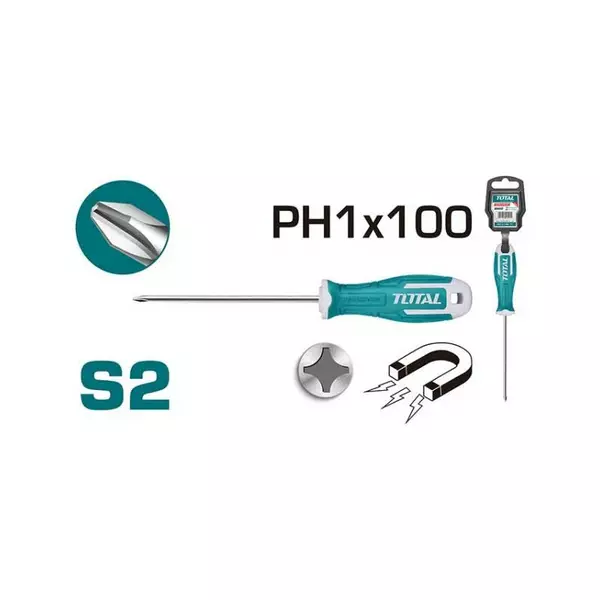 Total Phillips Screw Driver Ph1 X 100Mm Tht26Ph1100 1 Total Phillips Screw Driver Ph1 X 100Mm Tht26Ph1100