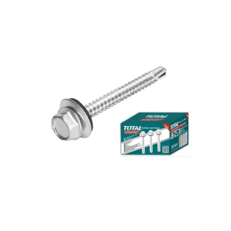 Total Self Drilling Hex Screw with Rubber Washer, Zinc Plated 14x3" (6.3x75mm) 100pcs THWHD1431