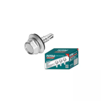 Total Self Drilling Hex Screw with Rubber Washer, Zinc Plated 14x3/4" (6.3x19mm) 400pcs THWHD14341