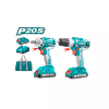 Total Drill Machine & Impact Wrench Cordless Li-Ion 2pc Combo Kit TCKLI2007
