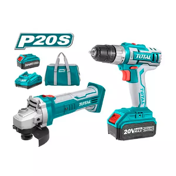 Total Drill Machine &Amp; Angle Grinder Cordless Li-Ion 2Pc Combo Tckli2009 1 Total Drill Machine &Amp; Angle Grinder Cordless Li-Ion 2Pc Combo Tckli2009