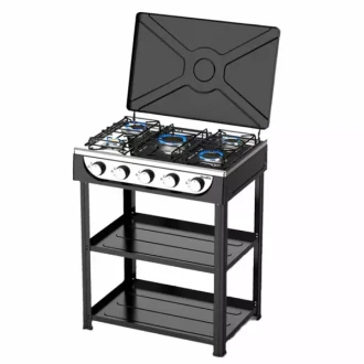 Decakila Gas Cooker 5 Burners with Shelf and Stand Manual Ignition Kmgs019b stainless steel panel iron sheet sprayed cover with non slip footpad