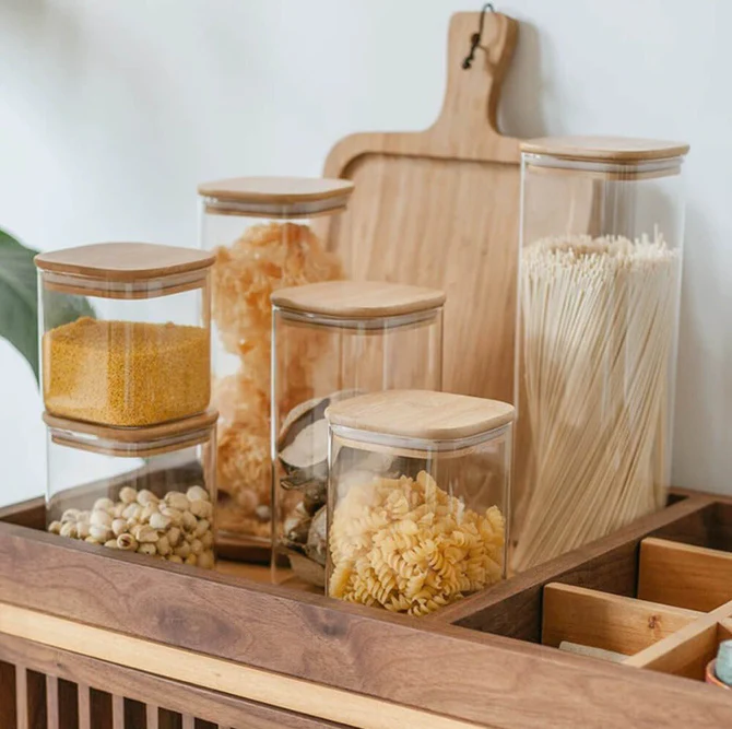 Generic Glass Jar Square With Wooden Lid 10X20Cm – Elegant Storage Container For Kitchen &Amp; Home S1020(1-34) 4 Generic Glass Jar Square With Wooden Lid 10X20Cm – Elegant Storage Container For Kitchen &Amp; Home S1020(1-34)