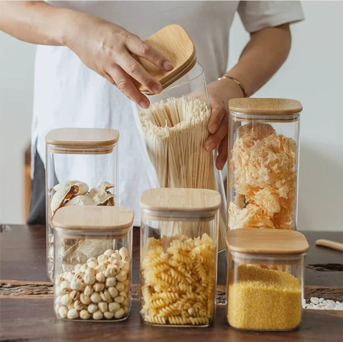Generic Glass Jar Square With Wooden Lid 10X20Cm – Elegant Storage Container For Kitchen &Amp; Home S1020(1-34) 3 Generic Glass Jar Square With Wooden Lid 10X20Cm – Elegant Storage Container For Kitchen &Amp; Home S1020(1-34)