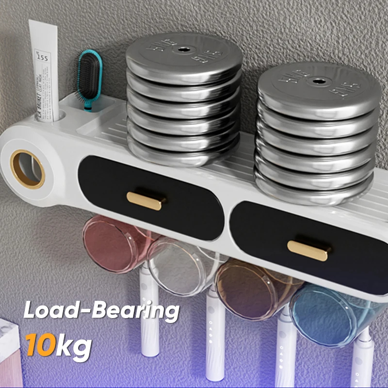 Generic Toothbrush Holder Set Toothbrush Storage Rack Automatic Toothpaste Squeezer Dispenser All-In-One Bathroom Accessories 4 Generic Toothbrush Holder Set Toothbrush Storage Rack Automatic Toothpaste Squeezer Dispenser All-In-One Bathroom Accessories