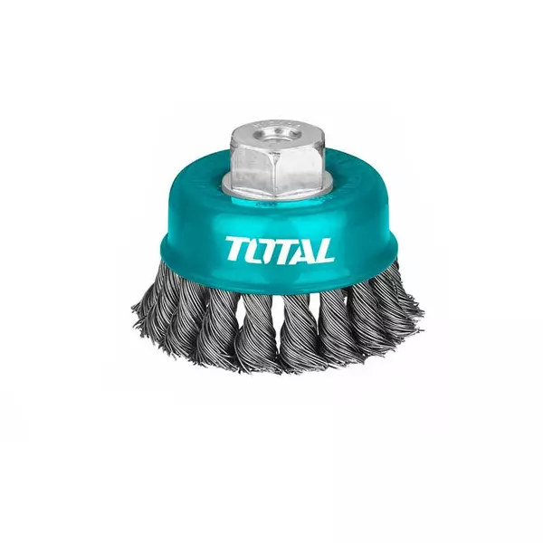 Total Wire Cup Brush With Nut 75Mm Twister Hard Silver Tac32031 1 Total Wire Cup Brush With Nut 75Mm Twister Hard Silver Tac32031